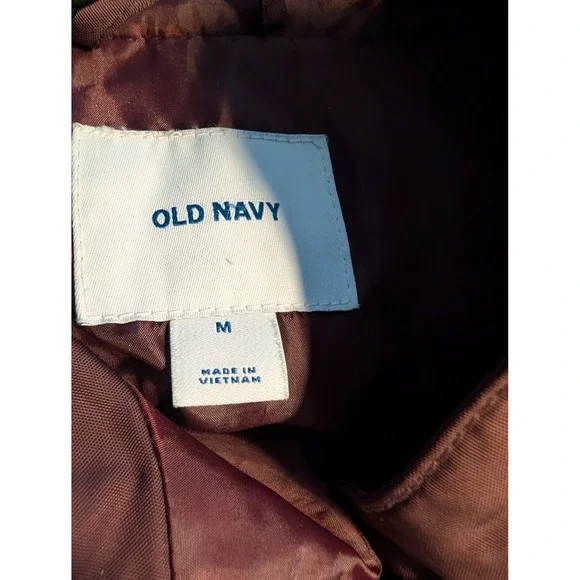 Old Navy Women's Faux Fur Hooded Burgundy Puffer Coat Jacket Size M - Picture 2 of 8